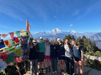 Kellie and students during their trip to Nepal