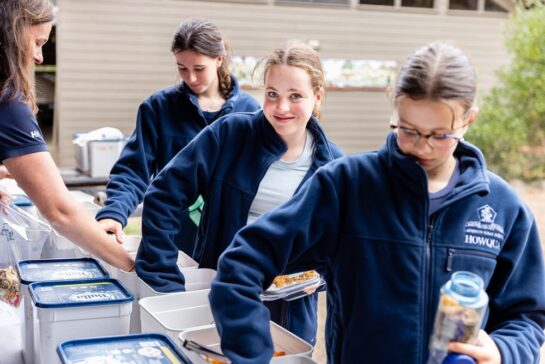 Students are very involved in the preparation of their own food for OP